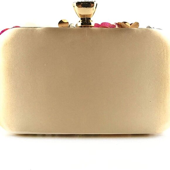 Women Clutches Flower Evening Handbag Chain Strap Shoulder Bag - Picture 2 of 6